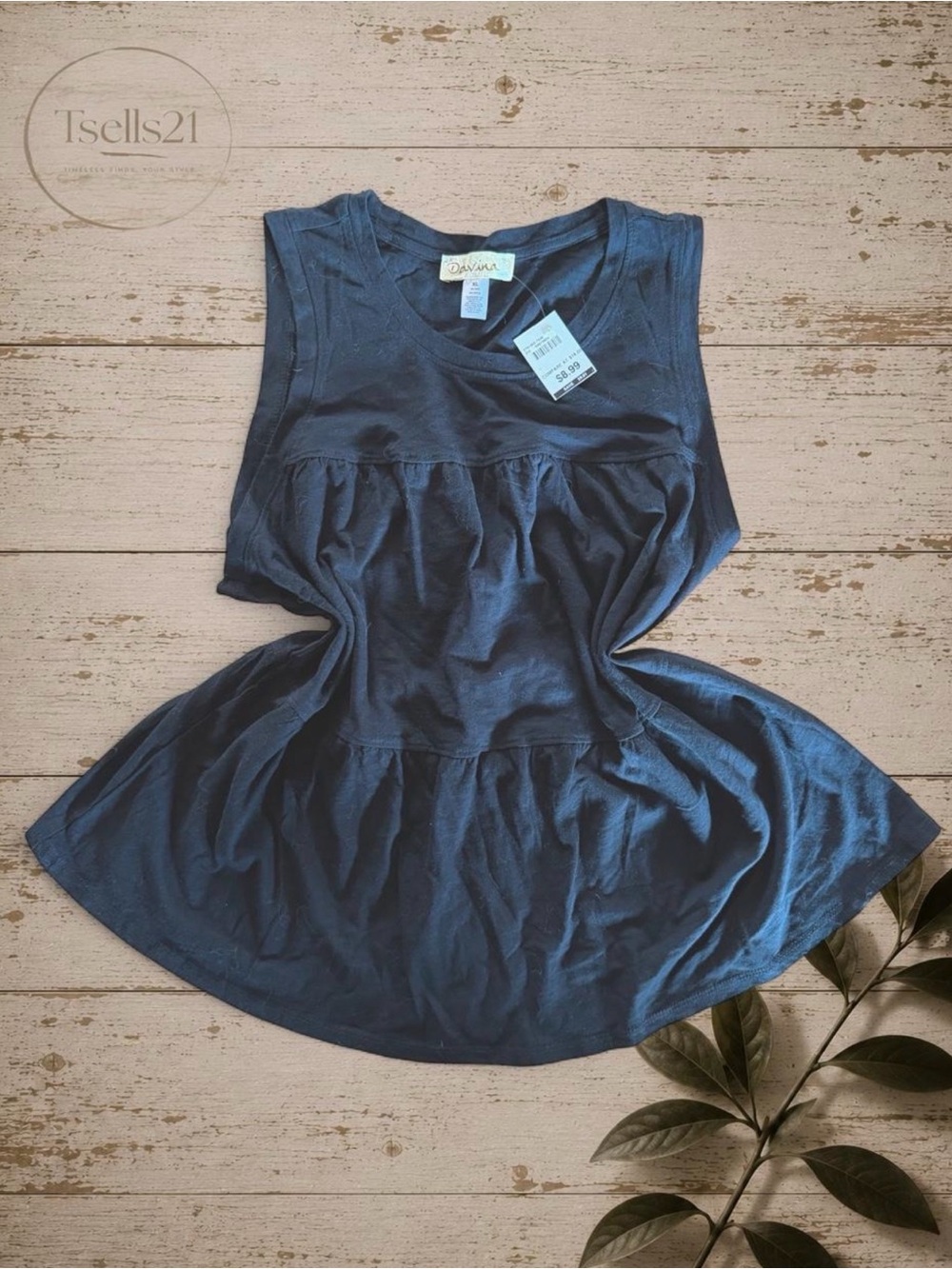 NWT Davina Black Tiered Babydoll Tank Top - Size XL